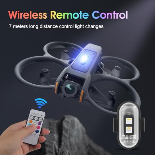 Mineup 4 Stück Kabellose Led Lichter, 8 Farbiges Strobe Drone Light, Fernbedienung Blitzlicht mit Fernbedienung, USB-Aufladung Antikollisionslichter,LED Flugzeug Blitzlicht für Drohne Motorrad