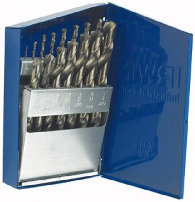 Irwin Tools IRWIN 63137 Cobalt Alloy Steel Fractional Straight Shank Jobber Length Metal Index Drill Bit Set, 15-Piece