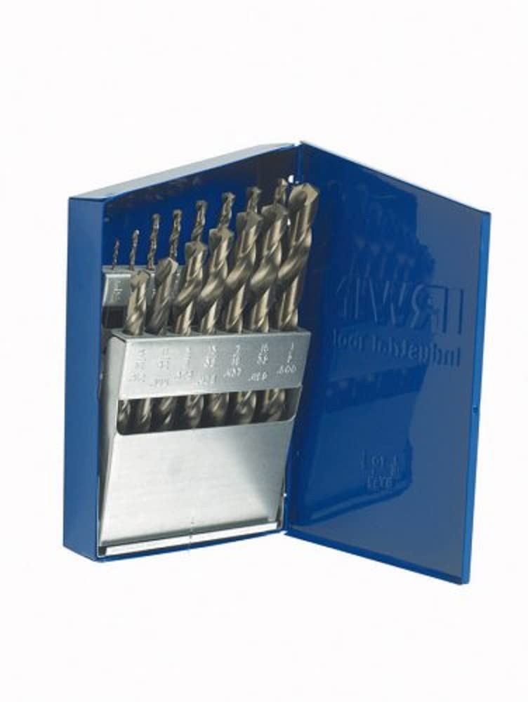 Irwin Tools IRWIN 63137 Cobalt Alloy Steel Fractional Straight Shank Jobber Length Metal Index Drill Bit Set, 15-Piece