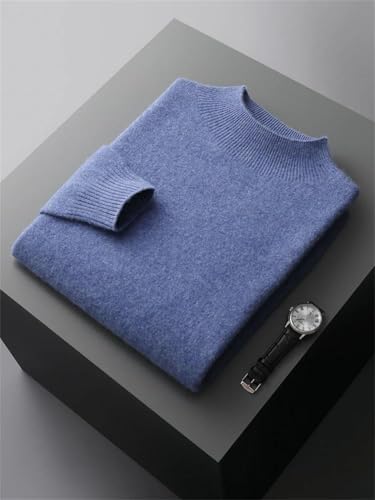 Men Commerce O-Neck Solid Color Long Sleeve Warm Merino Wool Knitwear Sweater Thickening Pullover2