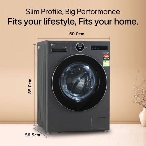 Image of LG 12 Kg, 5 Star, AI DD Technology, Steam+, Wi-Fi, Smart Digital Dial, Fully-Automatic Front Load Washing Machine (FX1412N9K, Reduce allergens & wrinkles, TurboWash 360˚, 2026 Model, Matt Black)