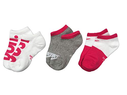 Nike Kids Performance Lightweight 3-Pack Low Cut Socks (X-Small 5-7, Rush Pink)