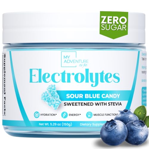 Image of Zero Sugar - Sour Blue Candy Electrolytes Powder - Refreshing Hydration - Caffeine Free Energy - All Natural Ingredients - Vegan, Keto & Paleo - Sugar Free Electrolyte Powder Drink Mix - 30 Servings