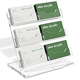 AITEE Visitenkartenhalter für Schreibtisch: 3 Etagen 6 Fächer Klarer Acryl Visitenkartenständer, Visitenkarten Aufsteller Fasst 300-360 Visitenkarten für Messestand Kaufhaus Theke Büro