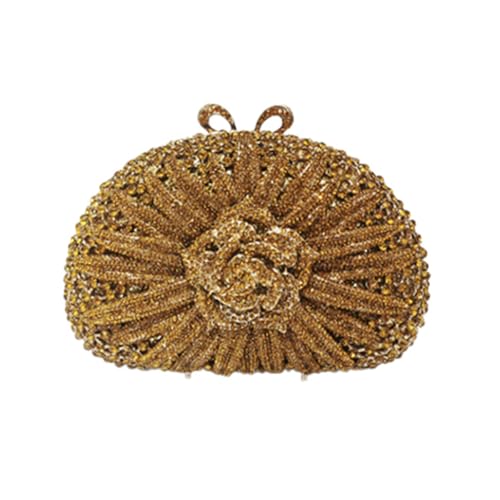 XNSYMJD Flower Evening Bags for Women Vintage Floral Rhinestone Crystal Bag Wedding Crystal Clutch Purse Gold