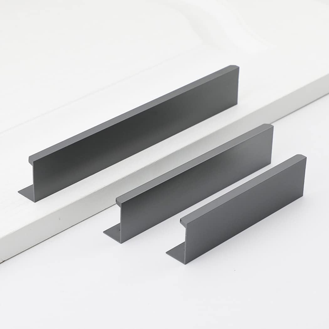Manijas ocultas, manijas invisibles, para armario, cocina, armario, armario, borde de dedo, tiradores para cajones, pomos de muebles, color gris, 2 piezas (distancia entre agujeros de 160 mm)