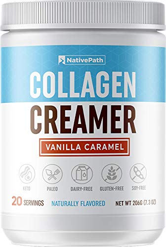 NativePath: Vanilla Caramel Collagen Coffee Creamer - Made with Pure Grass-Fed Collagen Protein Powder, MCT Oil, Monk Fruit - 20 Servings - Perfect for Paleo and Keto Coffee - No Dairy, Soy or Gluten