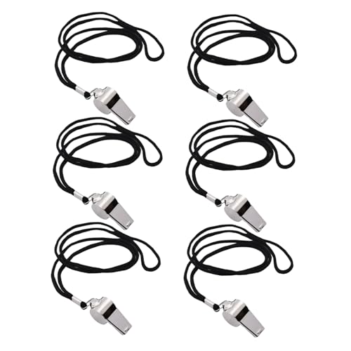 Set 6 silbatos de acero inoxidable con cordón para entrenamiento miniatura 1