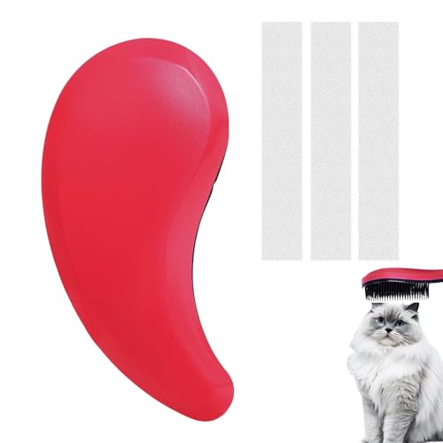 Cat Brush for Shedding - Perfect Grooming Tool for Long-Haired Cats | Deshedding &amp; Hair Remover for Indoor Pets (Rose Red)