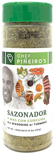 Chef Piñeiro's All Seasoning With Turmeric From Puerto Rico, Sazonador Con Curcuma, 10.5 Ounce (Pack of 1)