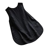  VEMOW Camiseta Tops Mujeres Lanzamiento de Ventas Tallas Grandes Tallas de Lino Vintage sólido sin Mangas Flojo Chaleco Blusa(U Negro,5XL)