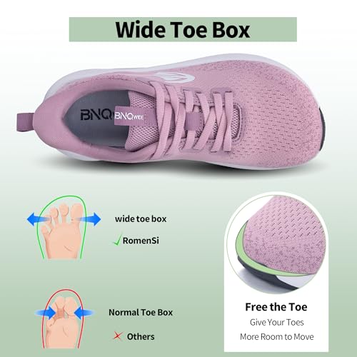 Image of RomenSi Wide Toe Box Shoes Women Arch Support Walking Shoes Comfortable Wide Width Tennis Sneakers for Plantar Fasciitis Relief US 6-11
