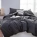 LIFETOWN Jersey Knit Cotton Duvet Cover Twin, Twin XL Black White Striped Duvet Cover Set 3 Pieces, Super Soft and Easy Care