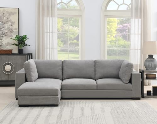 Image of Homeify Aria Wooden Interchangeable Fabric 4 Seater Sofa Set for Living Room (Premium Velvet,Grey)