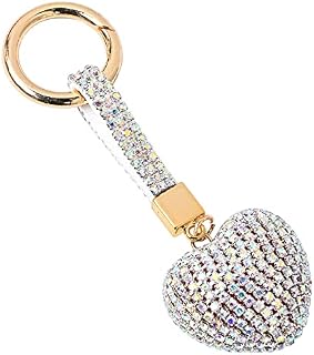Heart Rhinestone Keychain Valentine's Day Gifts for Women Crystal Keyring Car Pendant Double Ring Closure Handbag Charm Purse Decoration Keychains Key Rings Ornament bag Decor Backpack Accessories