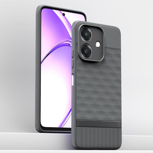 Image of Pikkme Back Cover for Oppo A3x 5G / A3x 4G / A3 5G Camera Protection 3D Hexa Cube Design Silicone Protective Bumper Case (Grey)