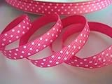 50 yards Hot Pink/White Swiss Polka Dots Grosgrain 3/8