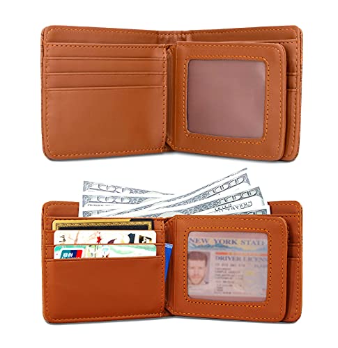 Roffatide Anime One Piece Luffy Wallets For Men Faux Leather Slim Wallet Short Bi-Fold Wallet Card Holder Wallet Brown #TOP4