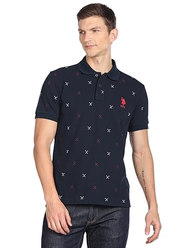 Image of U.S. Polo ASSN. Solid Slim Fit Polo T Shirts for Men - 100% Cotton, Half Sleeves Mens Tshirt