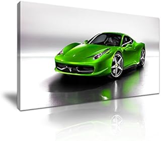 Green Super Car Canvas Wall Art Picture Print 60x30cm