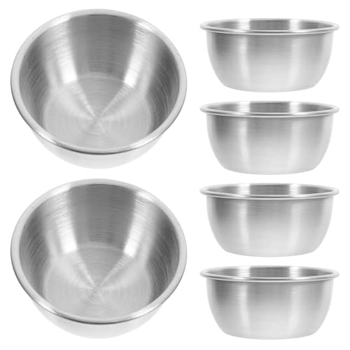 SHINEOFI Juego de 6 Vasos para Salsas de Acero Inoxidable 304 Capacidad 50 Ml Diámetro 6 CM Recipientes para Condimentos y Aderezos Aptos para Cocina Barbacoas y Picnics