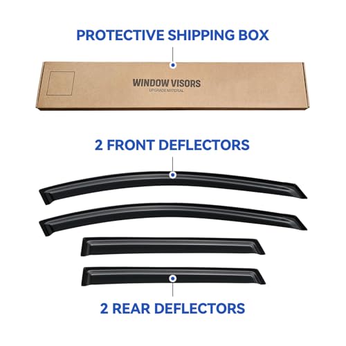 Image of Window Visors Rain Guards for 2009 2010 2011 2012 2013 Nissan Rogue, Out-Channel Window Vent Wind Deflectors Visors Shades for 2014 2015 Rogue Select