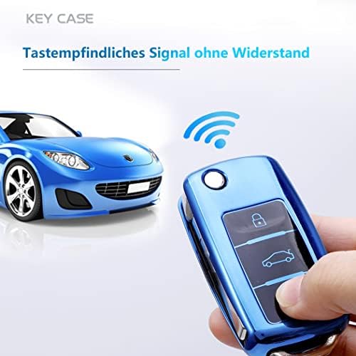 Betterher Etui na kluczyki samochodowe z 3 przyciskami, kompatybilne z VW Golf, etui na klucze, kompatybilne z Volkswagenami Polo, Passat, Skoda Seat (2 szt. niebieskie + różowe etui na klucze)