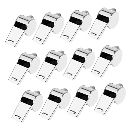 Set de 12 silbatos deportivos de acero inoxidable miniatura 1