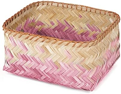 Compactor Large Noumea Bamboo Basket, Pink/Brown, BAMBOOO, Natural