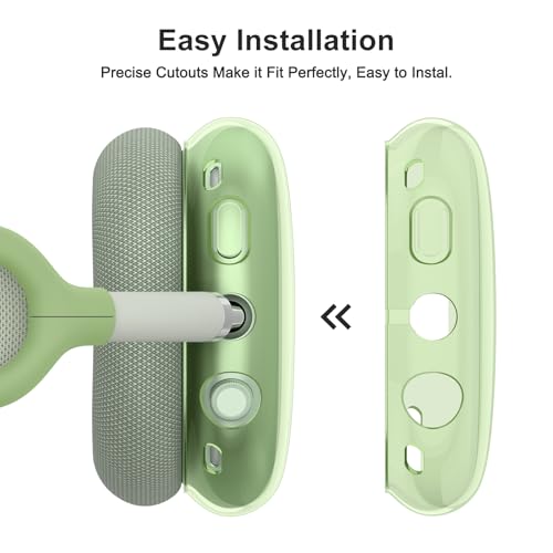Image of Tobfit Silicone Case Cover for AirPods Max Headphones, Soft Clear TPU Anti-Scratch Ear Pad /Ear Cups /Headband Cover for AirPods Max, Sweat-Proof Transparent Protector Accessories,Green