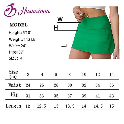 Husnainna High Waisted Pleated Tennis Skirt For Women With Pockets Athletic Skirts Skorts Golf Workout Built-In Shorts 018Bzq-Green/B4 #TOP4