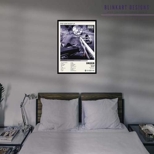 Image of BLINKART Eminem - The Slim Shady Wall Photo Frames | Wall Art for Bedroom, Living Room, Studio or Office | Album Cover Print with Spotify Song Link QR Code | Gift for Fans - 8x12 In