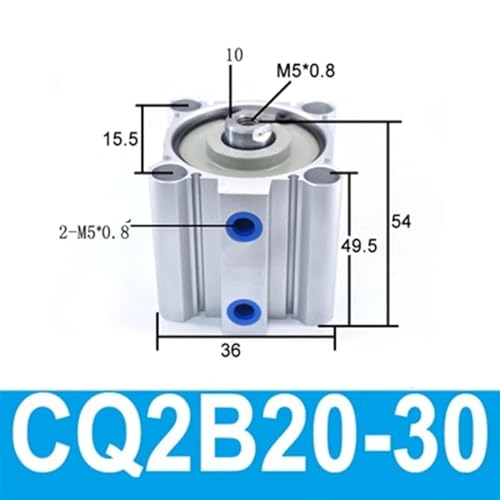Cilindro doble efecto CQ2B20-30 con diseño compacto sin imán 3