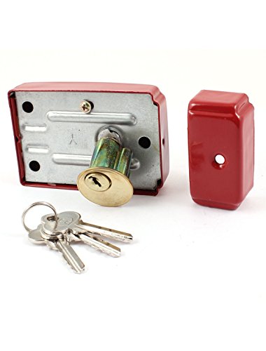 Image of Aexit Office House Padlocks & Hasps Security Door Gate Rim Night Latch Bolt Lock Set w Keyed Padlocks 3 Keys