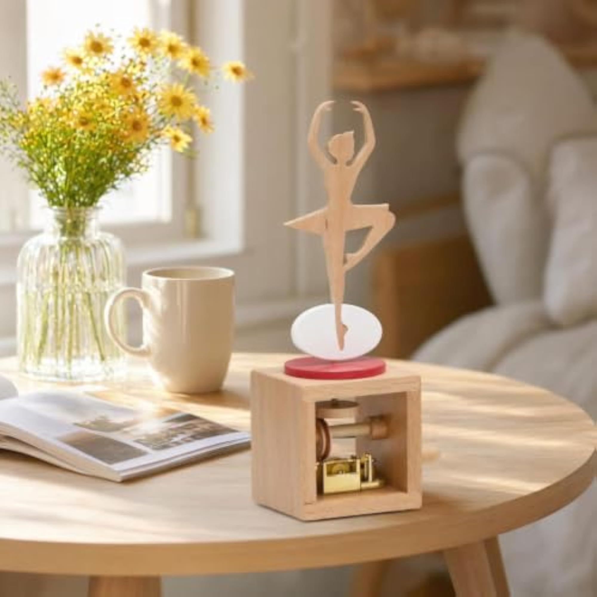 Manual Melody Box with Open Compartment for Collectors