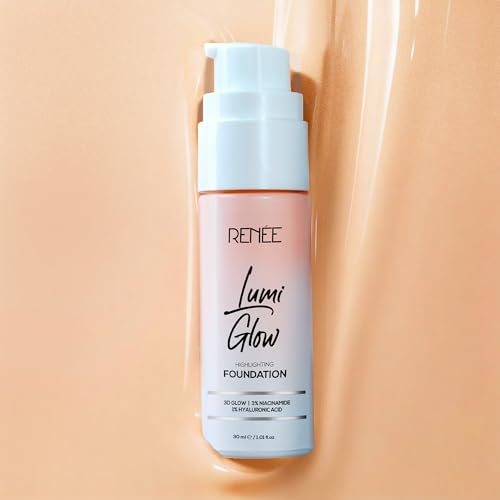 Image of RENEE Lumi Glow Highlighting Liquid Foundation -Glazed Bronz | Dewy Finish, Buildable Coverage & 3D Glow | Hydrates & Smoothens For Luminous Skin | With Hyaluronic acid & Niacinamide | 30ml