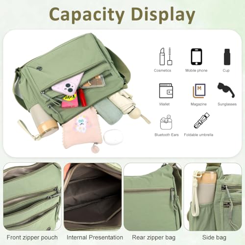 Image of PALAY Crossbody Bag for Women Nylon Shoulder Bags Floral Multi-Pocket Purse Sling Bag for Woman