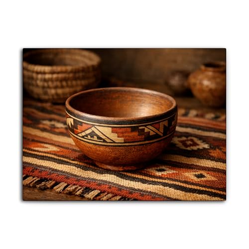 H-WALA Ceramic Bowl Art In Earthy Tones, Traditional Pottery Wall