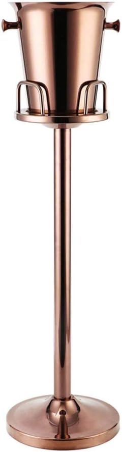 Ice Bucket with Stand 201 Stainless Steel Ice Cube Container Cooler with Handle for Wine, Champagne, Beer, KTV Clubs, Bar Parties, 5L-Stand 60cm Tall||Bronze