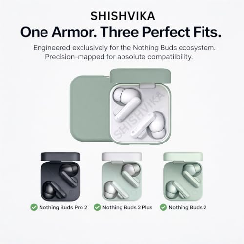 Image of SHISHVIKA Case Cover Compatible for CMF by Nothing Buds Pro 2 / Buds 2 Plus /Buds 2 (Light Green, Combo - Kit)