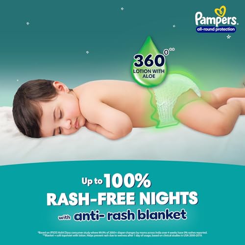 Pampers Complete Skin Comfort Pants, Anti-rash blanket, Lotion with Vitamin E & Aloe Vera, Small size baby Diapers, (S) 30 Count, 4-8 kg
