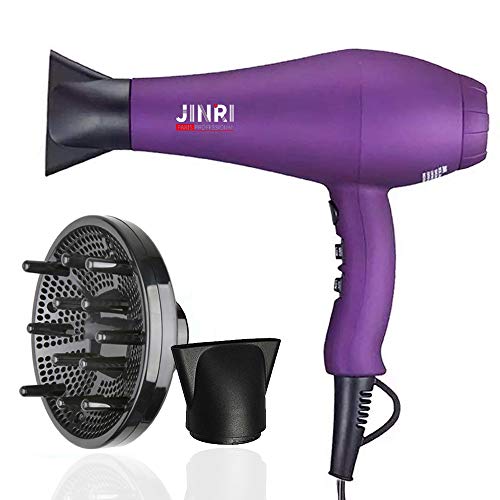 Professional Salon Infrared Hair Dryer, Powerful 1875 watt Negative Ionic Blow Dryers for Fast Drying, Pro Ion Quiet Hairdryer with Diffuser & Concentrator & Comb (Purple)