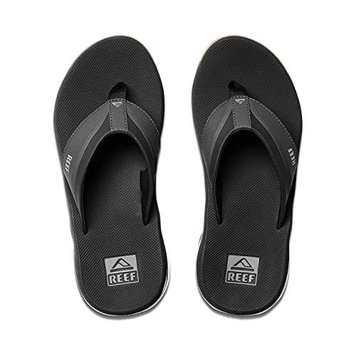 Reef Anchor Mens Beach Flip Flop, Water Friendly, Cushioning Heel Airbag, Black/Silver, 12 - image 3