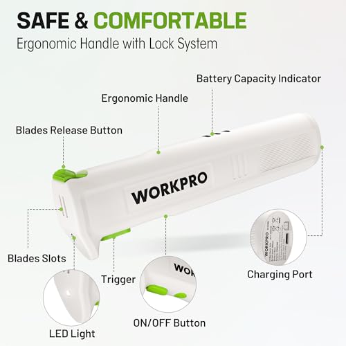 WORKPRO Electric Knife for Meat Slicing, Cordless Electric Carving Knife for Turkey, Fish & Bread, Two Stainless Steel Blades, Ergonomic Handle, Storage Case & Serving Fork Included, White by WORKPRO - Image 7