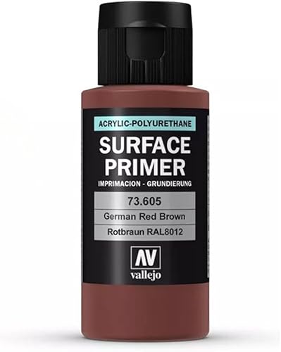 Miniatura 2 de Vallejo - Color de imprimación superficial  Marrón rojo alemán 2.0 fl oz (2.02 fl oz.)  Acabado mate y secado rápido  Perfecto para aerografía y