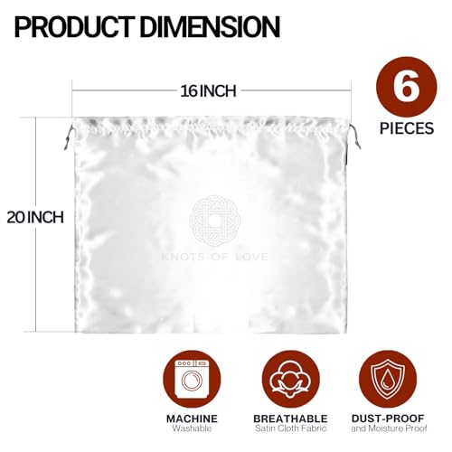 Image of Silk Dust Bag for Handbag, Purses, Shoes, Boots - Silk Drawstring Dustproof Storage Pouch, Reusable and Travel Organizers (6, White, 16in x 20in)