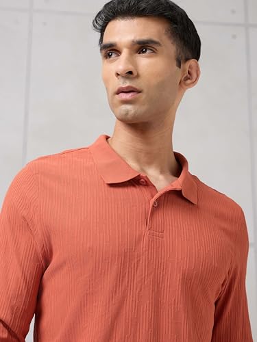 Image of TECHNOSPORT Men's Slim Fit Textured Active Out Full Sleeve T-Shirt for Gym, Sports & Regular Use