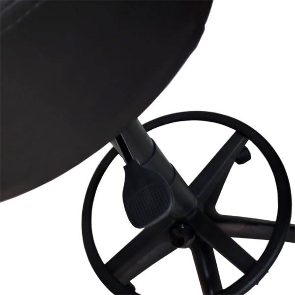 Sedia Sgabello con Ruote Girevoli Regolabile in Altezza (70-85cm) Sgabello da Lavoro per Professionisti: Studio Medico, Architetto, Tatuatore, Estetista (Ruote Parquet, Blu Ecopelle)
