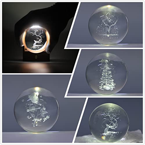 Crystal Ball 3D Music Box, With Led Night Light, Rotating Base, Crystal Night Light Suitable For Christmas, Thanksgiving, Birthdays, Valentines, Boys And Girls' Home Decoration Gift (Christmas Tree) #TOP7