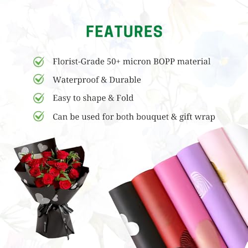 Image of Oasis - 20 Sheets Korean Style Waterproof Premium Bouquet Wrapping Sheet (58cm x 58cm, 60 Microns) | Cupid Heart Design, Giftwrap for Flowers & DIY Gift Wrapping Paper For Valentines Day - Red